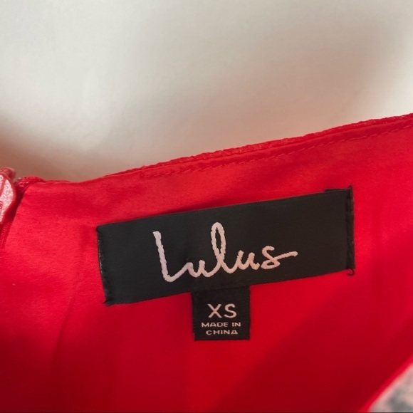 LULUS size XS Love in Bloom Red Floral Print High-Low midi Dress Summer Wedding - Picture 6 of 8